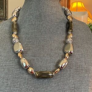 Elegant Silver and Brown Beaded Necklace